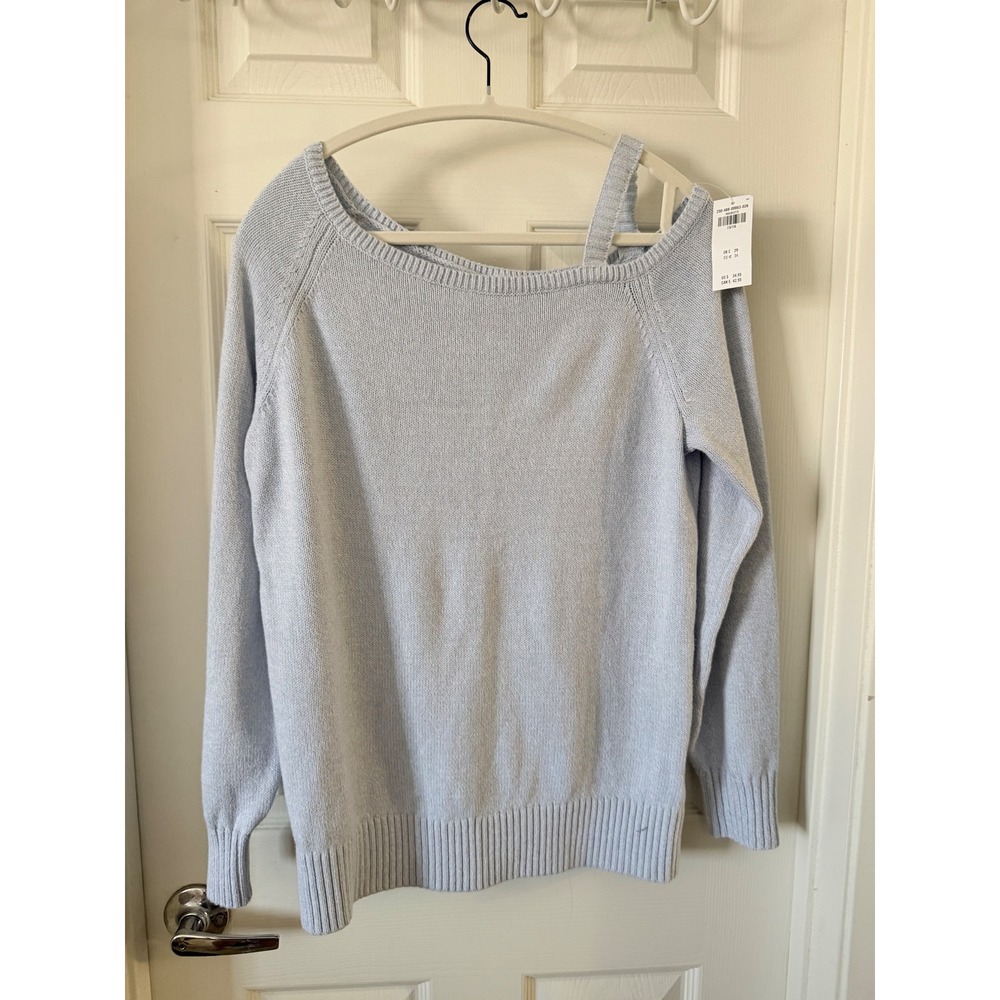 Abercrombie Kids Light Blue Cold Shoulder Knit Sweater 15/16 NWT - Picture 1 of 4